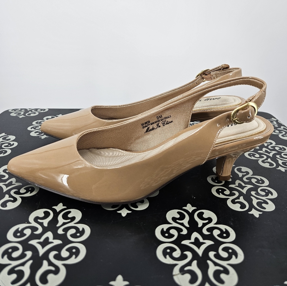 Easy Street Nude Sling Backs Size 9